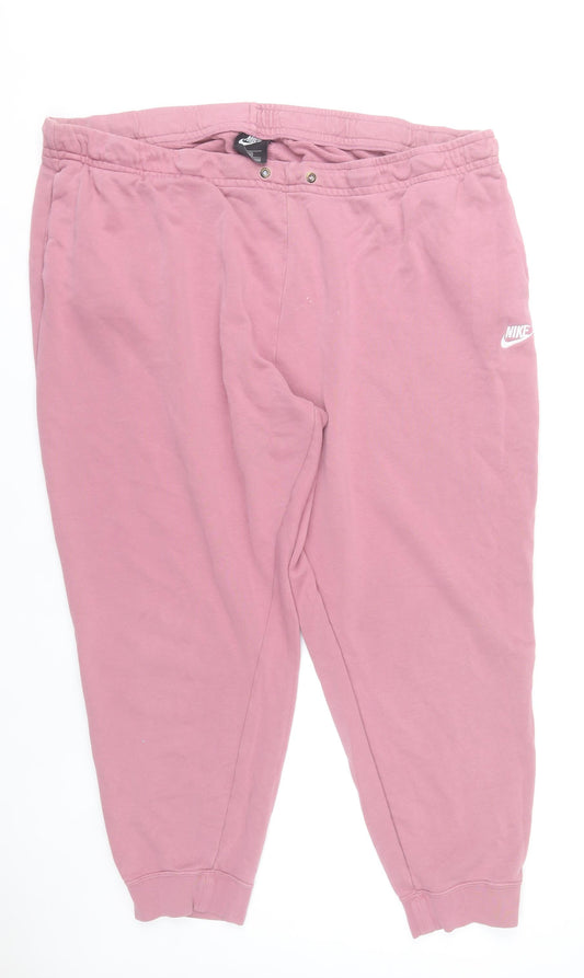 Nike Men’s Pink 2XL Sweatpants Tapered Fleece Cotton Blend