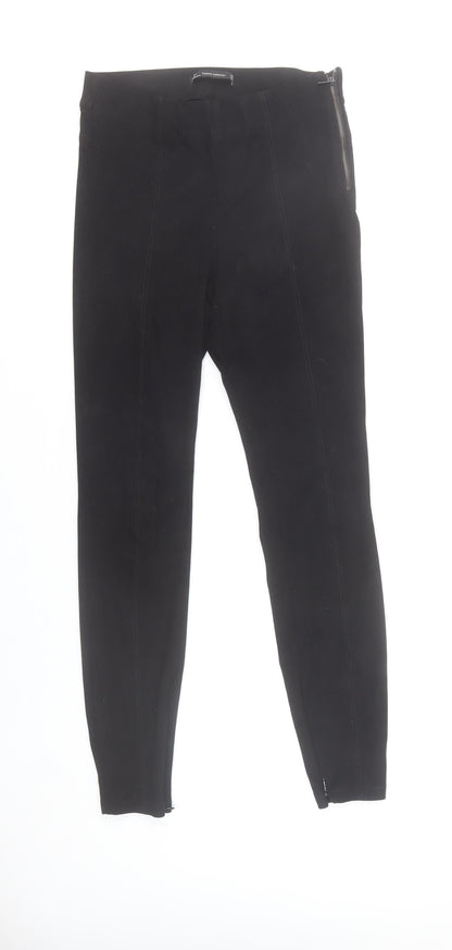 Zara Womens Black Slim Fit Leggings Trousers Size M with Ankle Zip