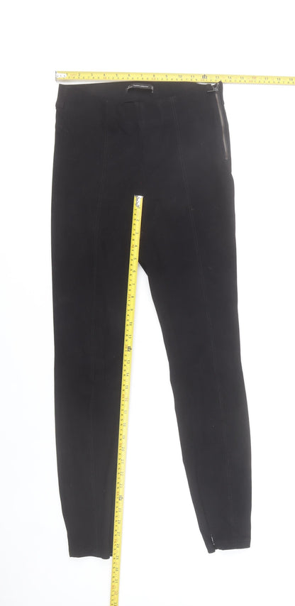 Zara Womens Black Slim Fit Leggings Trousers Size M with Ankle Zip
