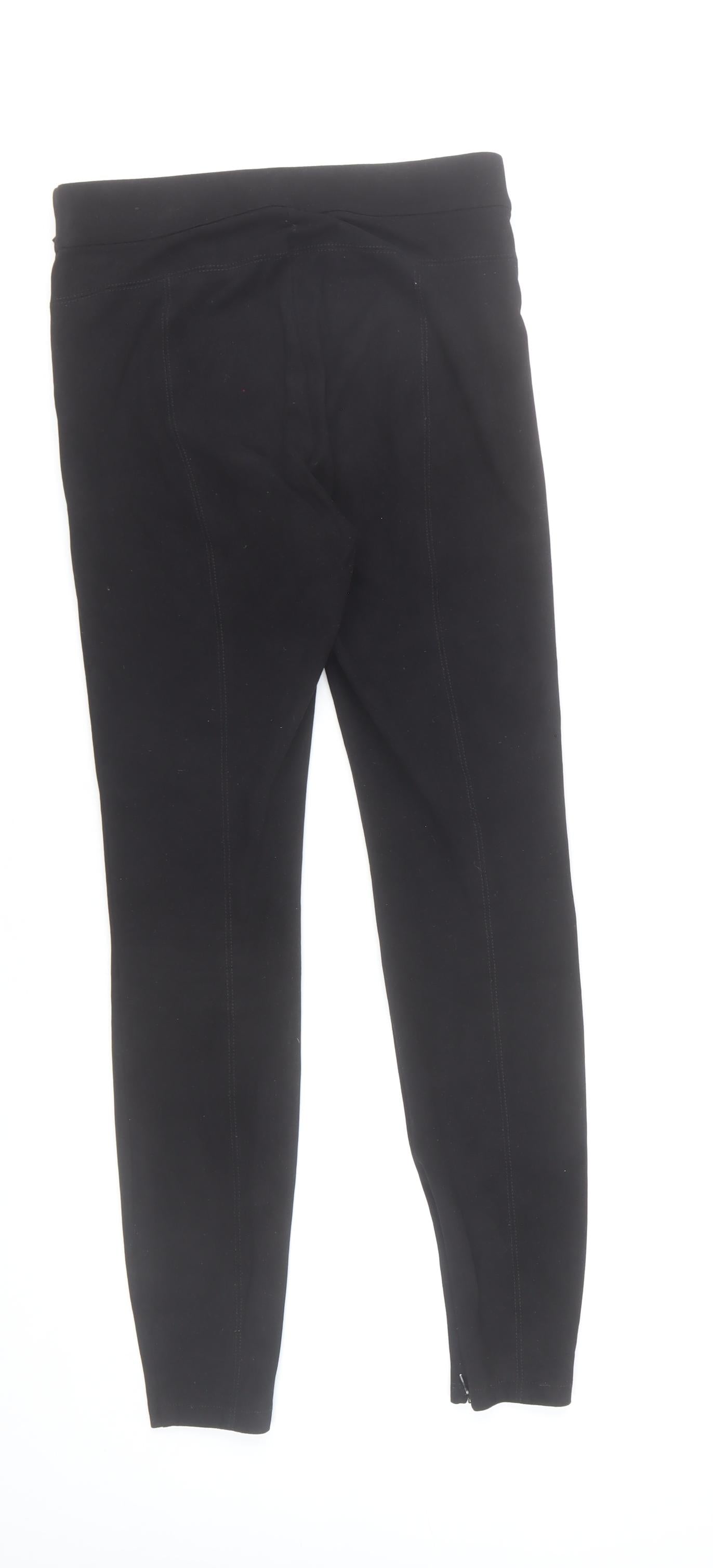 Zara Womens Black Slim Fit Leggings Trousers Size M with Ankle Zip