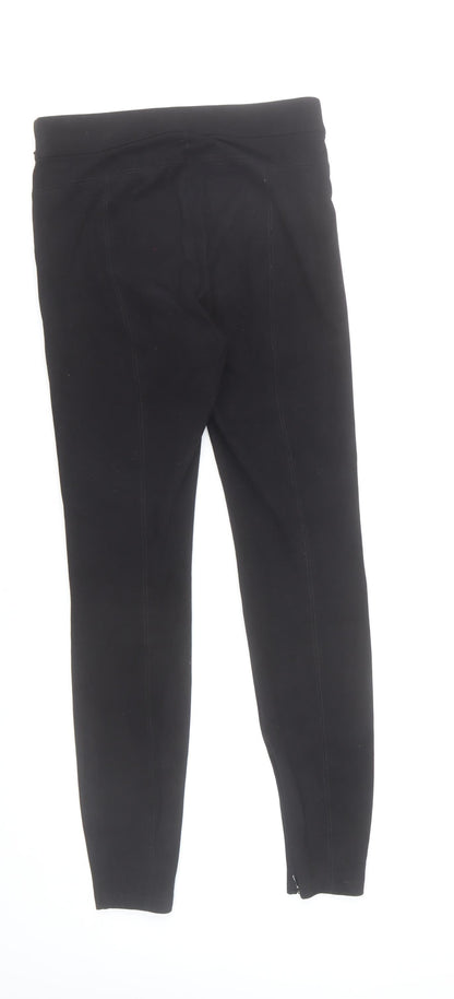 Zara Womens Black Slim Fit Leggings Trousers Size M with Ankle Zip
