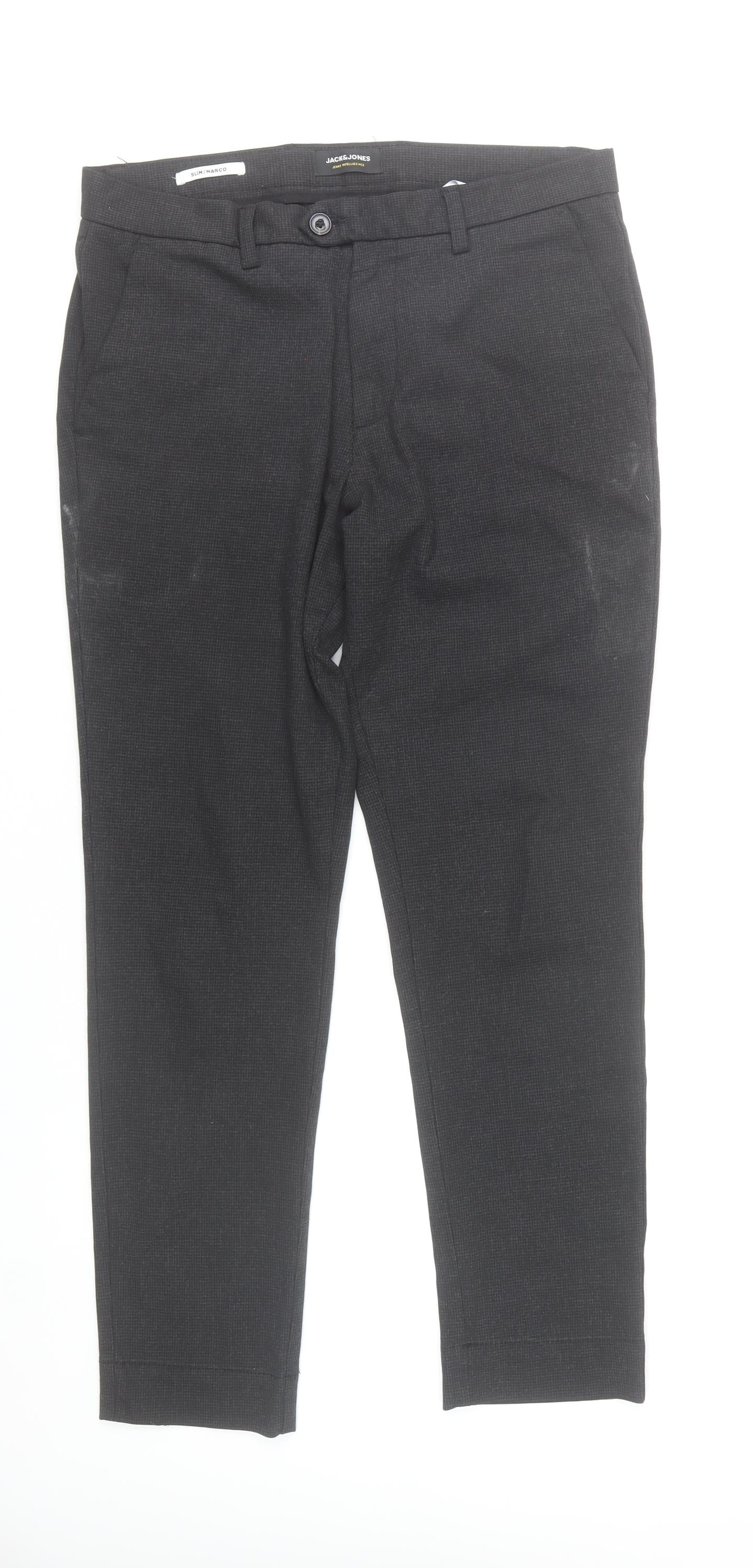 Jack & Jones Men's Black Slim Fit Chino Trousers Size 33x30