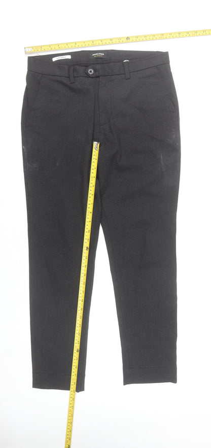 Jack & Jones Men's Black Slim Fit Chino Trousers Size 33x30