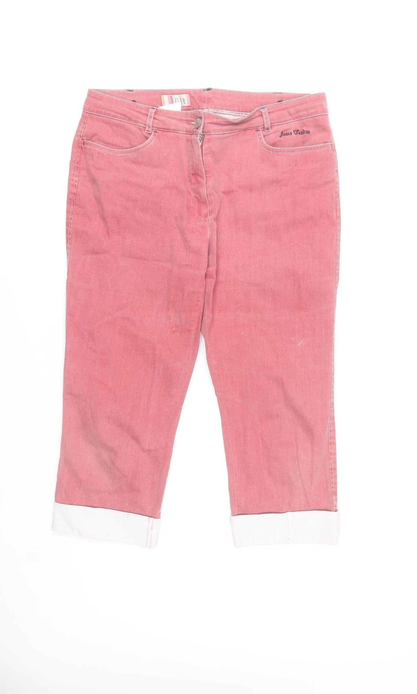 Dixie Womens Pink Cropped Stretch Denim Jeans Size 12 Regular