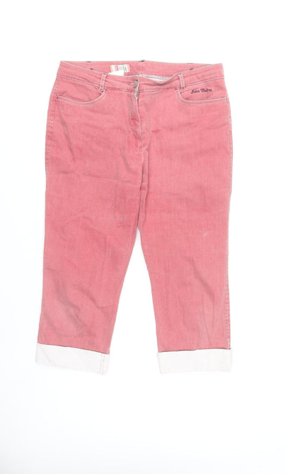 Dixie Womens Pink Cropped Stretch Denim Jeans Size 12 Regular