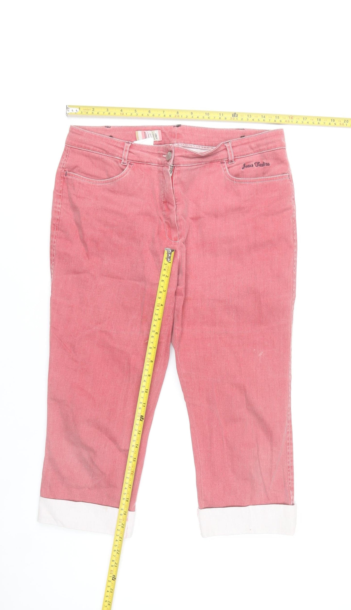 Dixie Womens Pink Cropped Stretch Denim Jeans Size 12 Regular