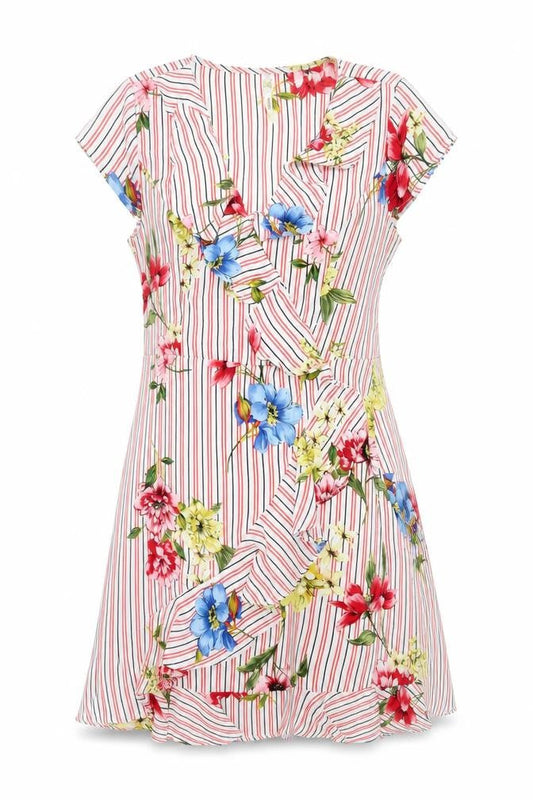Stella Morgan Womens Multicoloured Floral Stripe Shift Dress Size 10
