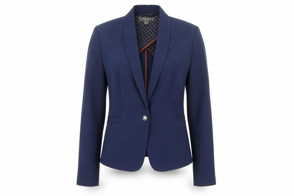 Front view of Atmosphere Women's Blue, size 10, Tailored Blazer Jacket