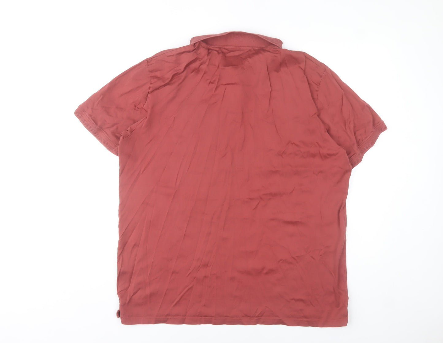 Dunnes Stores Men’s Red 2XL Cotton Polo Shirt Short Sleeve Zip Neck