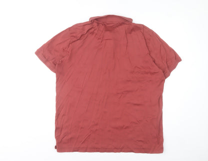 Dunnes Stores Men’s Red 2XL Cotton Polo Shirt Short Sleeve Zip Neck