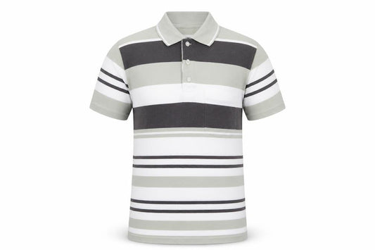 Guv'nors Men's Green Striped Polo Shirt Size M Short Sleeve Casual