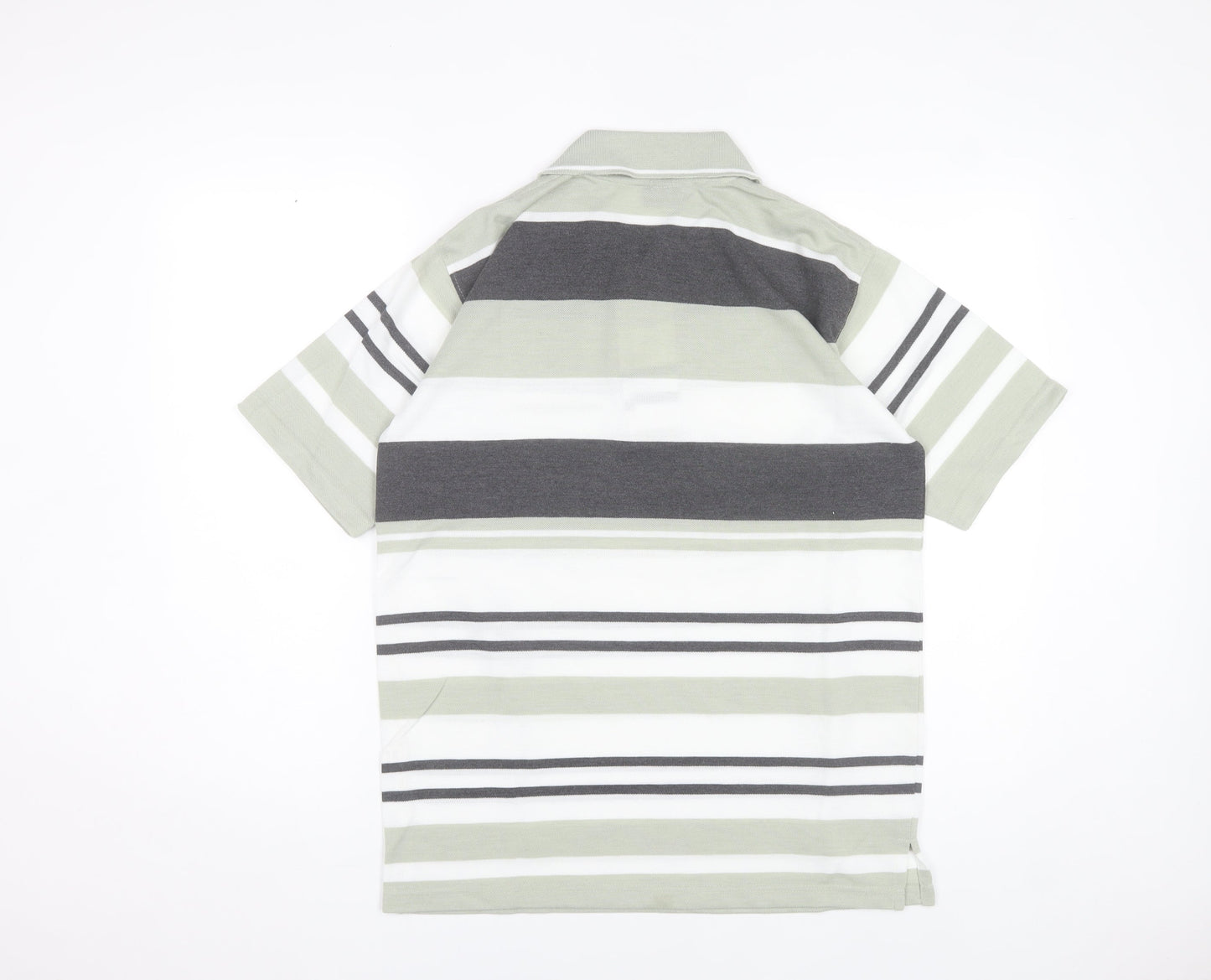 Guv'nors Men's Green Striped Polo Shirt Size M Short Sleeve Casual