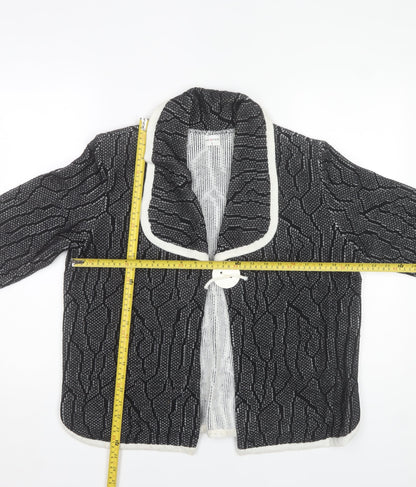 Dexter Womens Black Geometric Knit Cardigan L 3/4 Sleeve