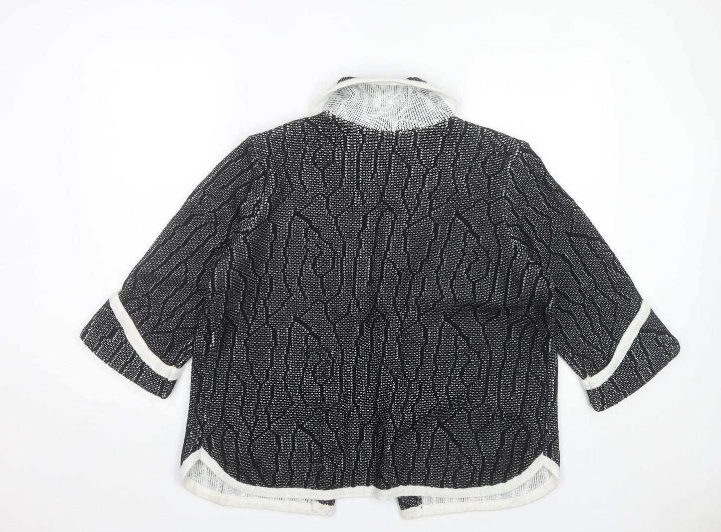 Dexter Womens Black Geometric Knit Cardigan L 3/4 Sleeve