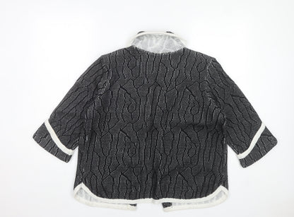 Dexter Womens Black Geometric Knit Cardigan L 3/4 Sleeve