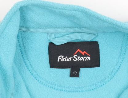 Peter Storm Girls Blue Fleece 13 Years 1/2 Zip Lightweight Sweatshirt