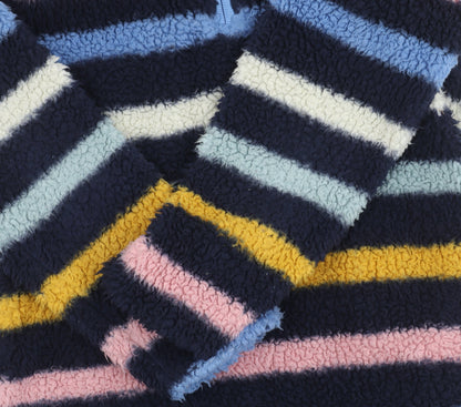 FatFace Girls Multicoloured Striped Fleece Sweatshirt 8-9Y Pullover 1/4 Zip