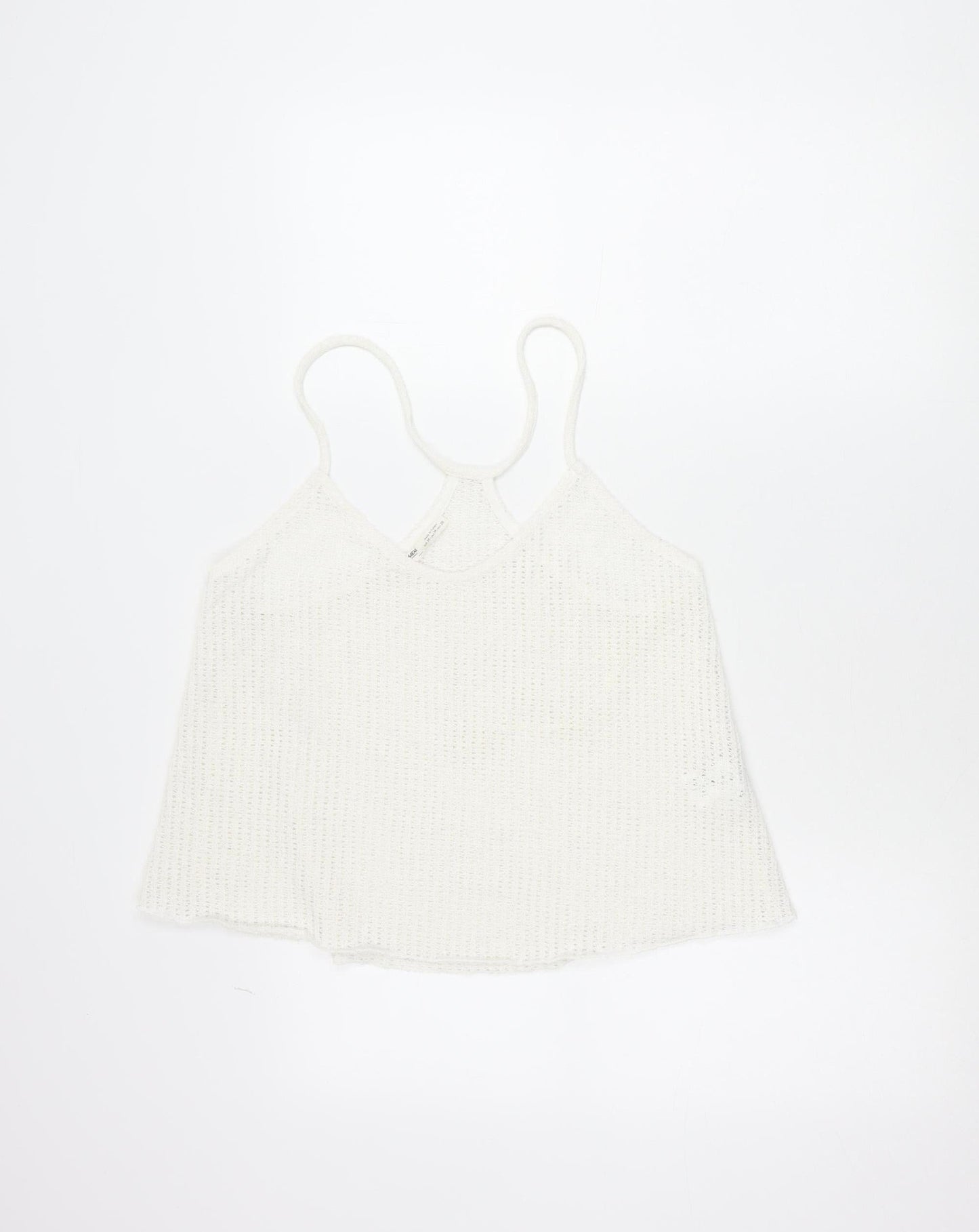 Pull & Bear Women White Knit Tank Top M Camisole Spaghetti Strap