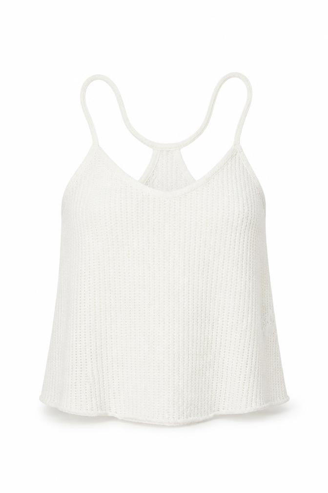 Pull & Bear Women White Knit Tank Top M Camisole Spaghetti Strap