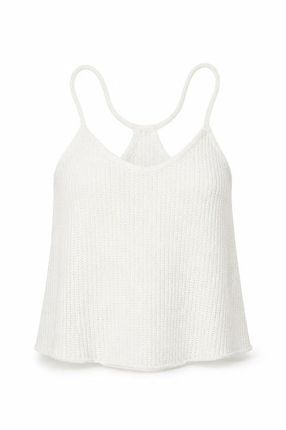 Pull & Bear Women White Knit Tank Top M Camisole Spaghetti Strap