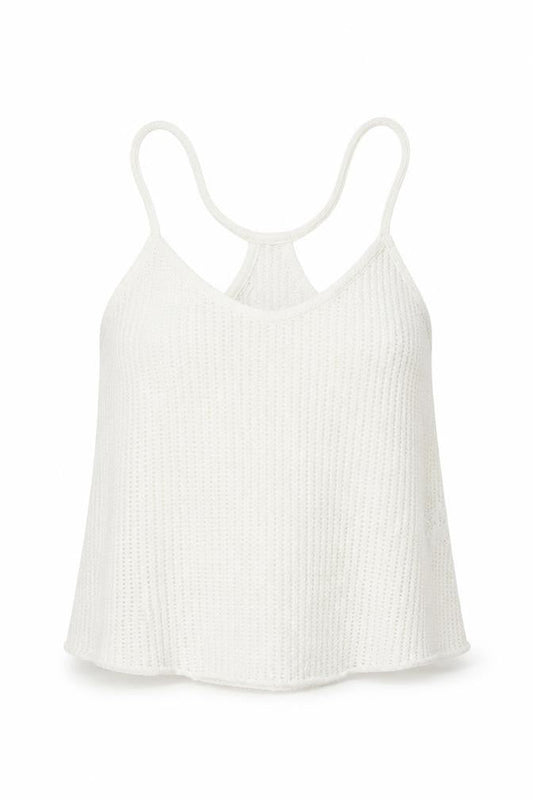 Pull & Bear Women White Knit Tank Top M Camisole Spaghetti Strap