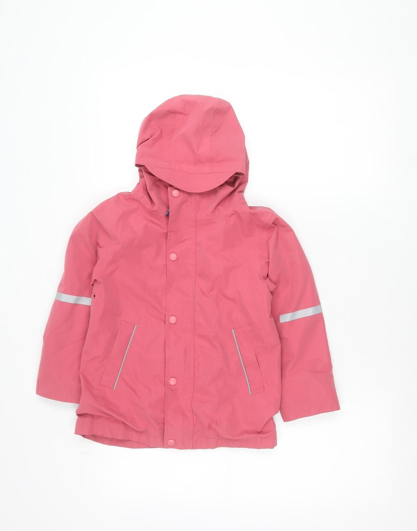 Mini Boden Girls Pink Rain Coat Jacket 5-6 Years Hooded Reflective Lined