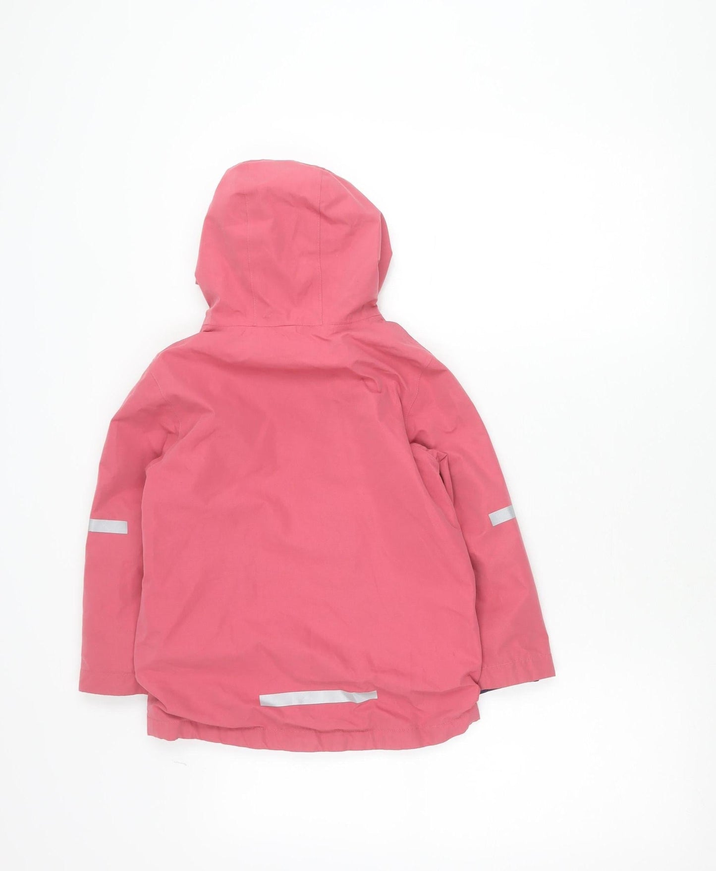 Mini Boden Girls Pink Rain Coat Jacket 5-6 Years Hooded Reflective Lined