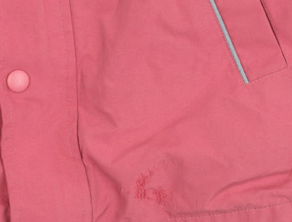 Mini Boden Girls Pink Rain Coat Jacket 5-6 Years Hooded Reflective Lined