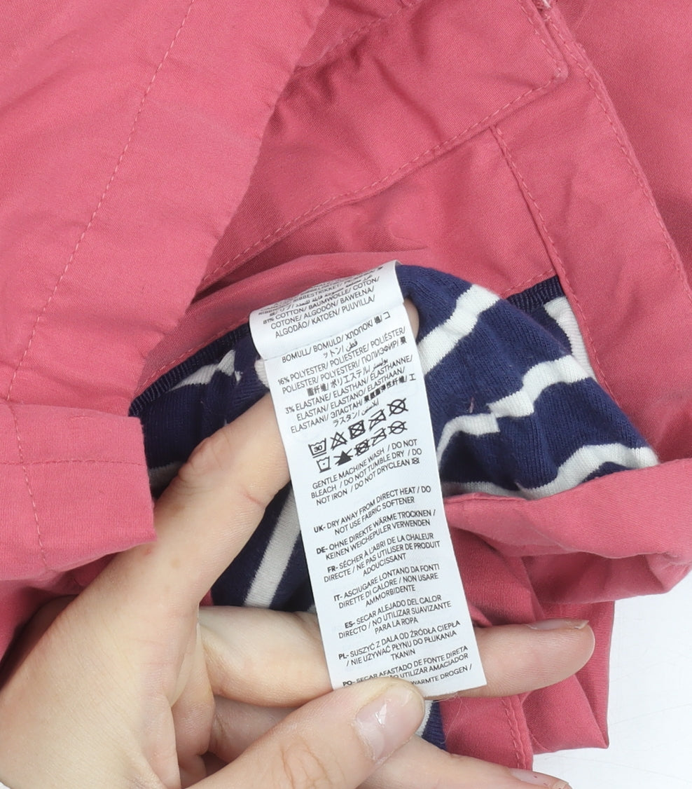 Mini Boden Girls Pink Rain Coat Jacket 5-6 Years Hooded Reflective Lined