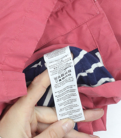 Mini Boden Girls Pink Rain Coat Jacket 5-6 Years Hooded Reflective Lined