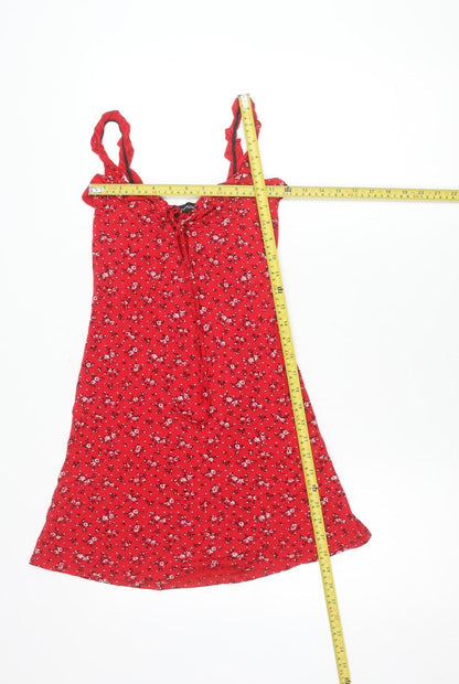 PrettyLittleThing Women’s Red Floral Slip Dress Size 6 Summer Casual