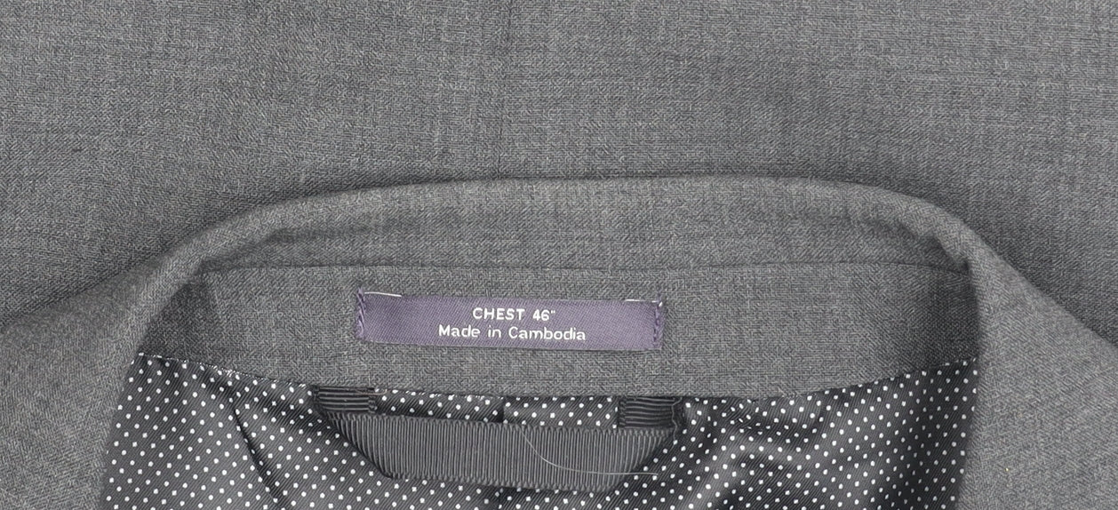 Marks and Spencer Men’s Grey Wool Blend Suit Jacket 46 Chest 3XL