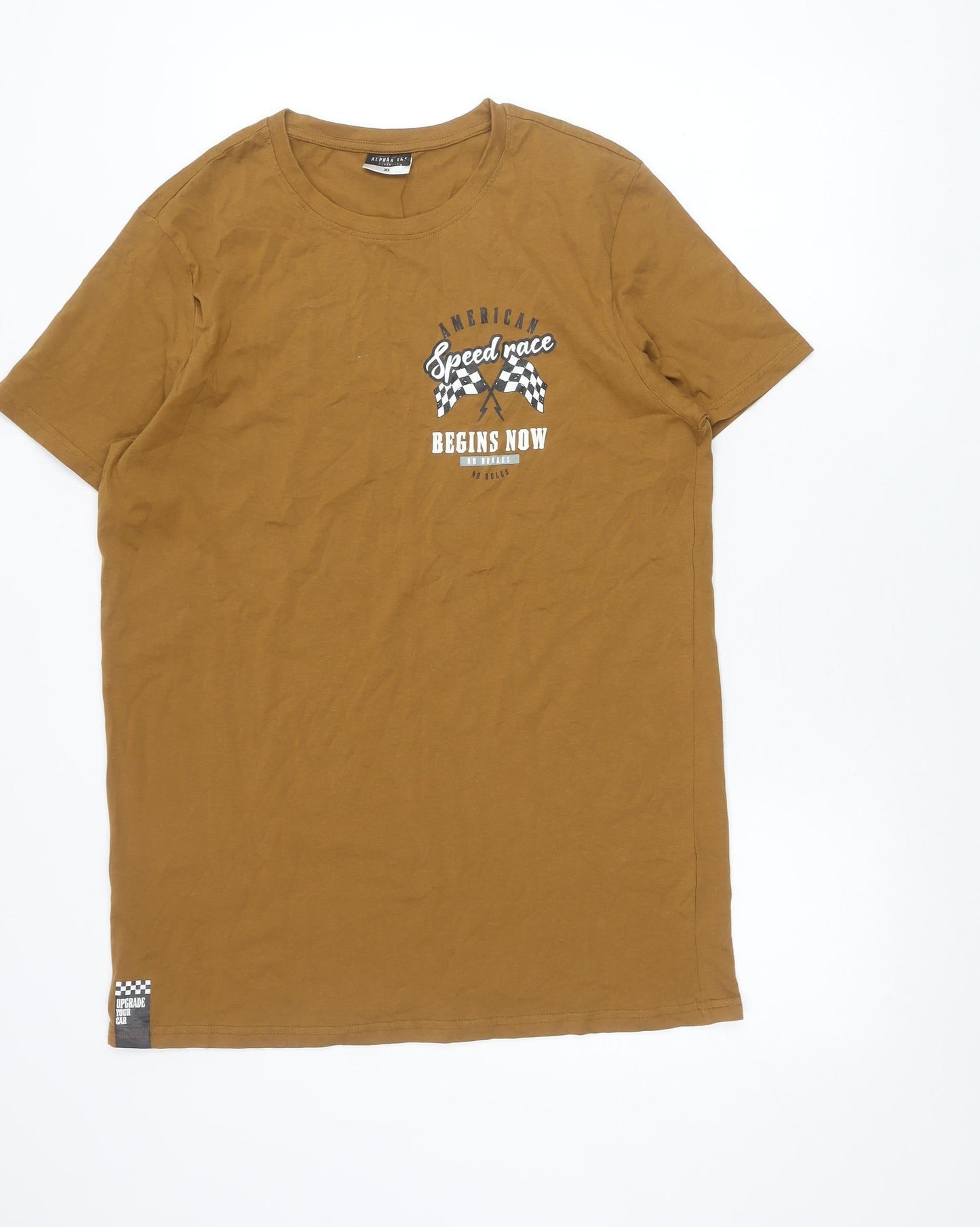 Alphar One Mens Brown XL Graphic Sports Racing T-Shirt