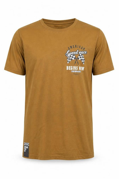 Alphar One Mens Brown XL Graphic Sports Racing T-Shirt