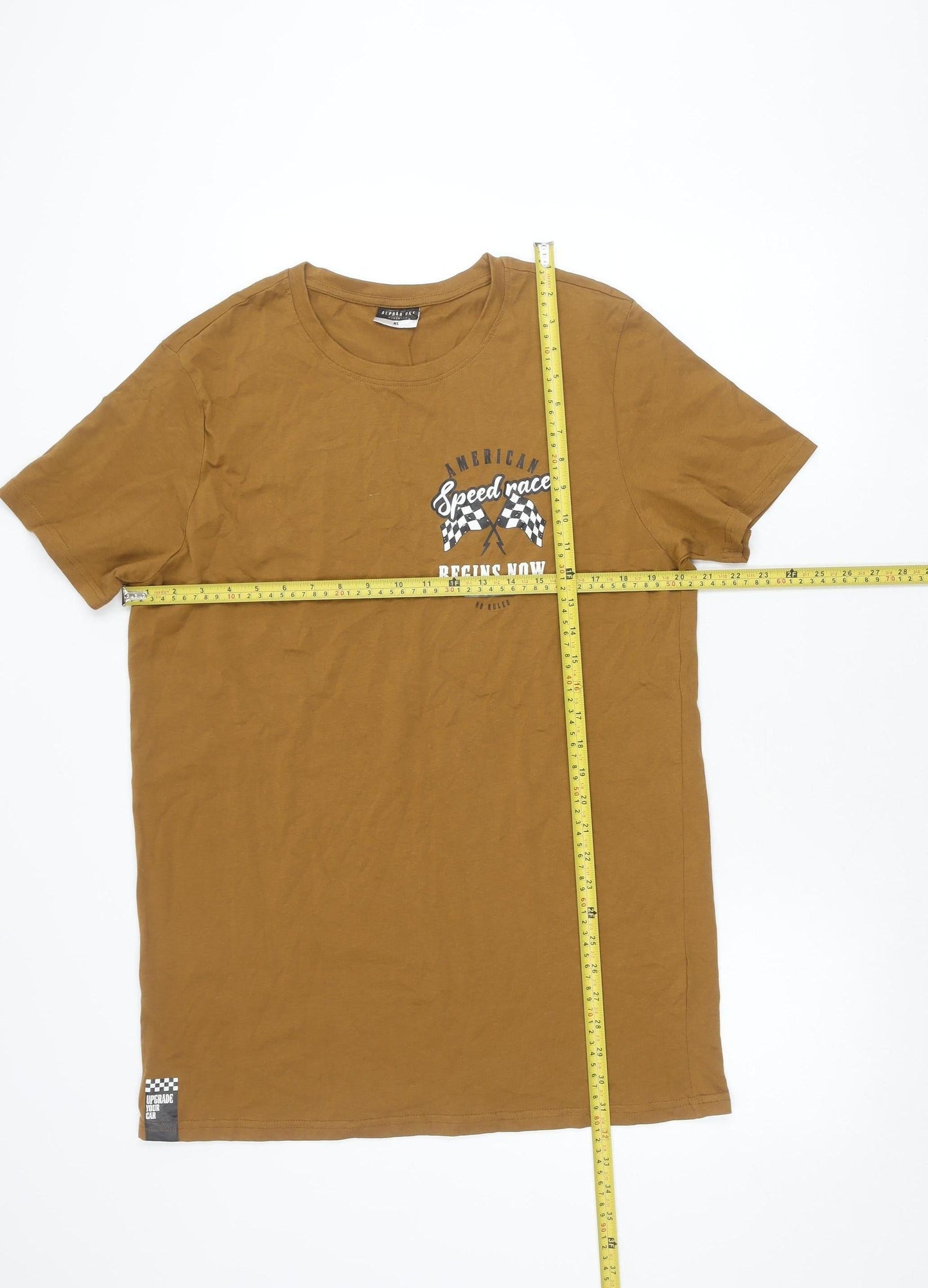 Alphar One Mens Brown XL Graphic Sports Racing T-Shirt