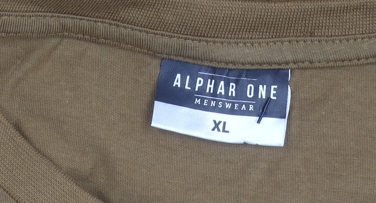 Alphar One Mens Brown XL Graphic Sports Racing T-Shirt