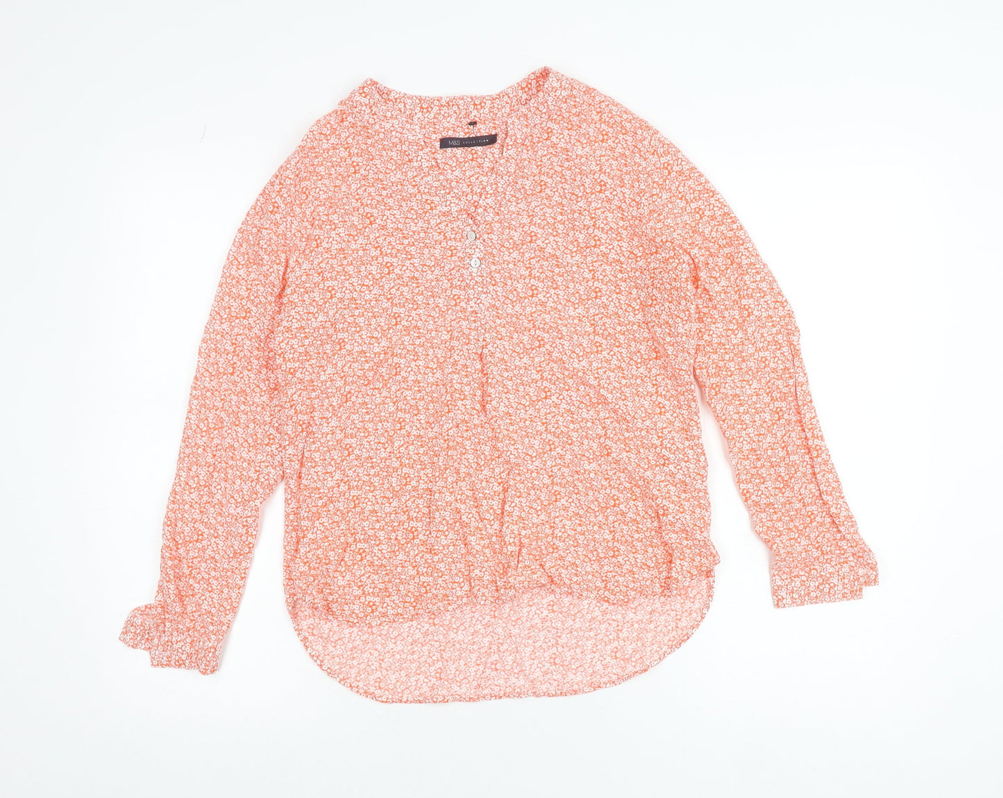 Marks and Spencer Womens Orange Floral Viscose Blouse Size 10