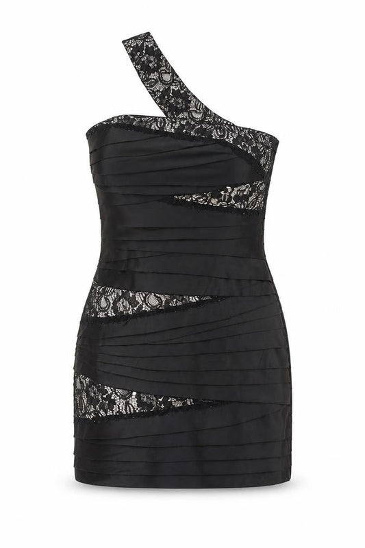 Red Herring Women’s Black One Shoulder Lace Bodycon Dress Size 10