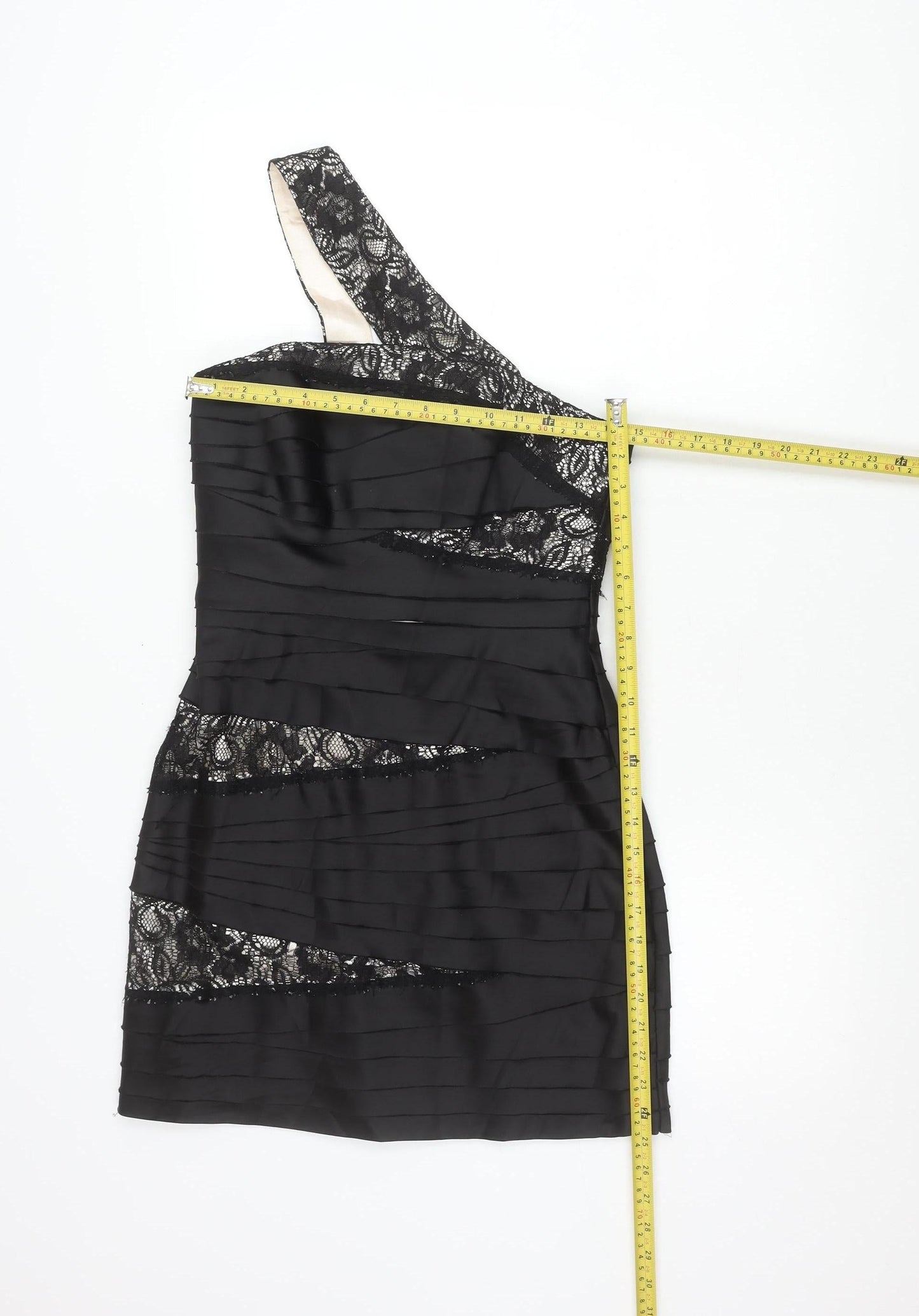 Red Herring Women’s Black One Shoulder Lace Bodycon Dress Size 10