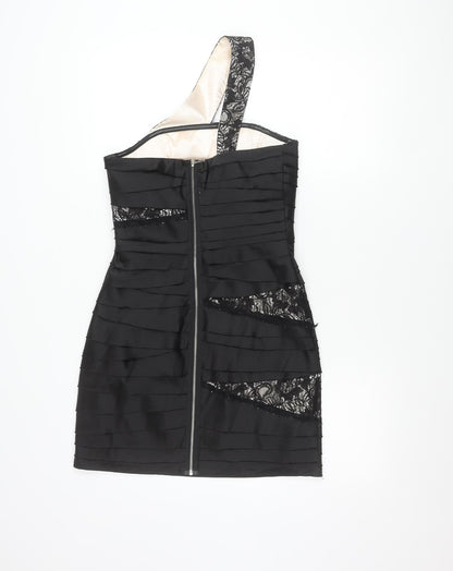 Red Herring Women’s Black One Shoulder Lace Bodycon Dress Size 10