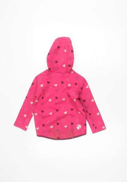 Gelert Girls Pink Heart Soft Shell Jacket Hooded 4 Years Outdoor Coat