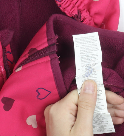 Gelert Girls Pink Heart Soft Shell Jacket Hooded 4 Years Outdoor Coat