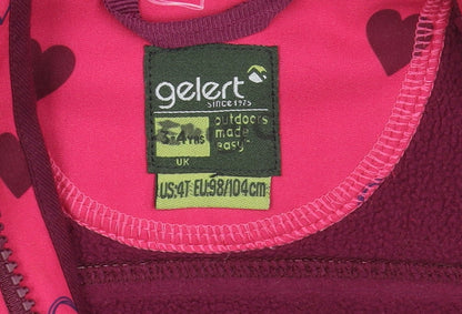Gelert Girls Pink Heart Soft Shell Jacket Hooded 4 Years Outdoor Coat