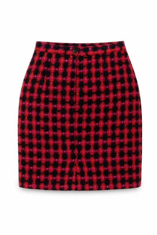 Debenhams Women’s Red Black Check Pencil Skirt Size 14 Wool Blend