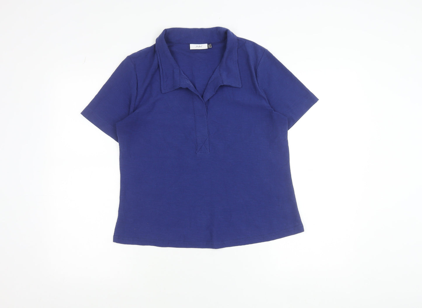 Adini Women Blue Cotton Polo Shirt Size S Short Sleeve Casual