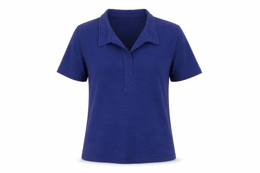 Adini Women Blue Cotton Polo Shirt Size S Short Sleeve Casual