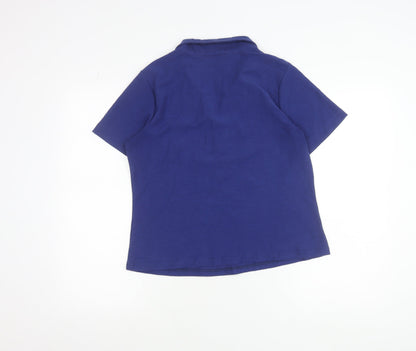 Adini Women Blue Cotton Polo Shirt Size S Short Sleeve Casual