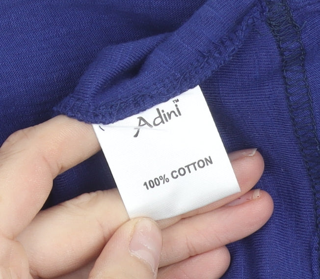 Adini Women Blue Cotton Polo Shirt Size S Short Sleeve Casual