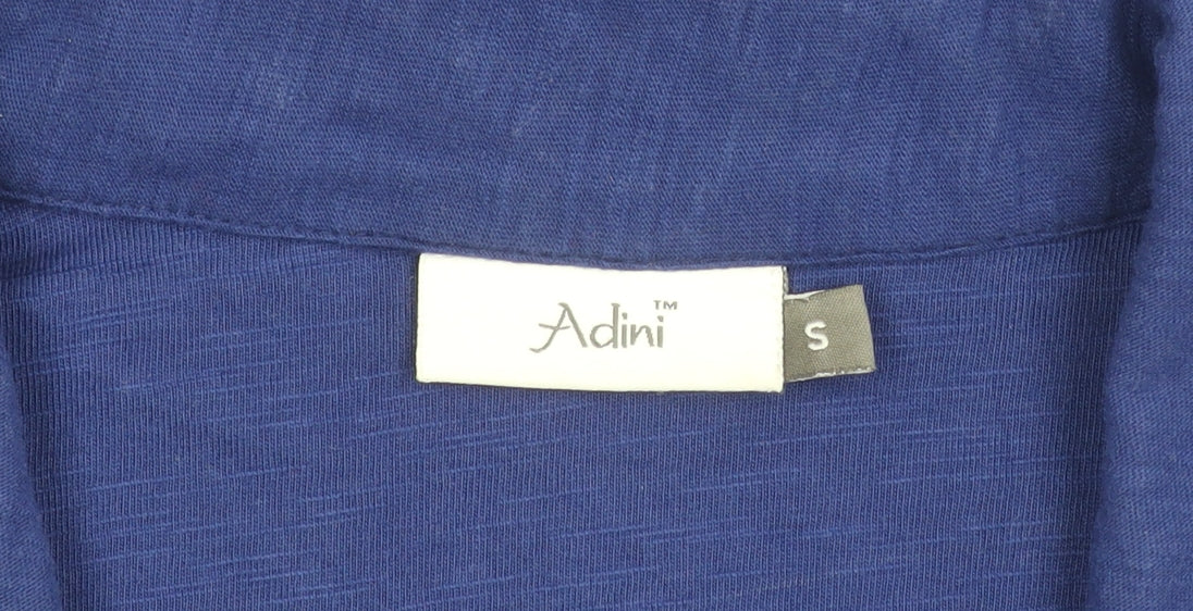 Adini Women Blue Cotton Polo Shirt Size S Short Sleeve Casual
