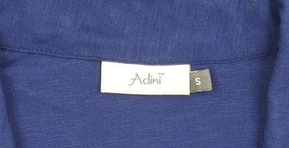 Adini Women Blue Cotton Polo Shirt Size S Short Sleeve Casual
